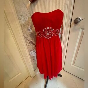 Fiesta Formals Red Beaded Cocktail Dress – Size XS